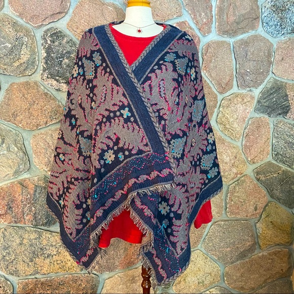 Cotton wool blend pashmina shawl. Reversible. - Picture 3 of 6